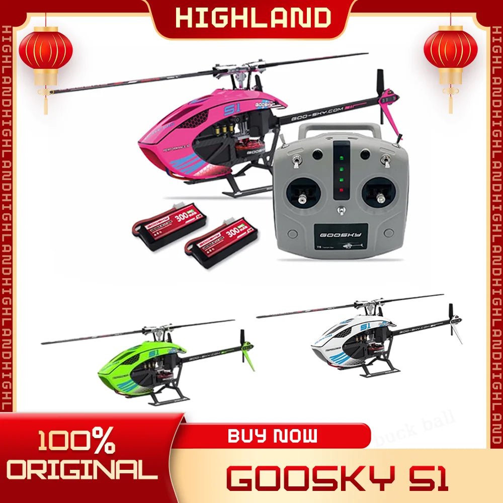 Goosky S1 3D Stunt RC Helicopter | 6CH Dual Brushless Flybarless BNF/RTF - Skyvex Official