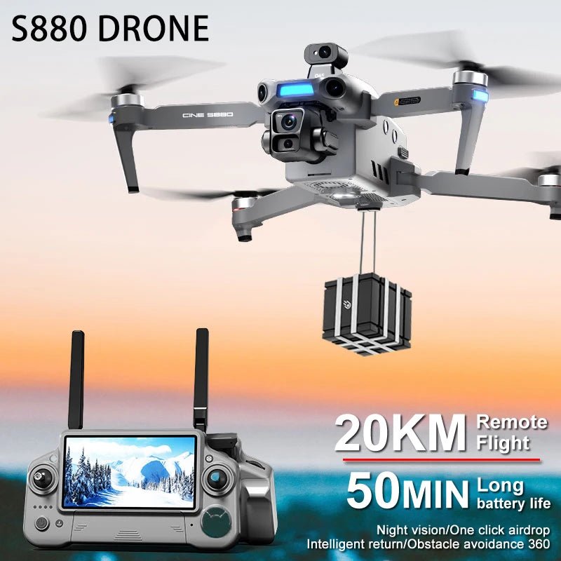 S880 Pro Max GPS Drone with 8K Camera | 50 - Min Flight, 20KM Range, 3 - Axis Gimbal - Skyvex Official
